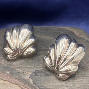 Large hollow Mexican silver earrings